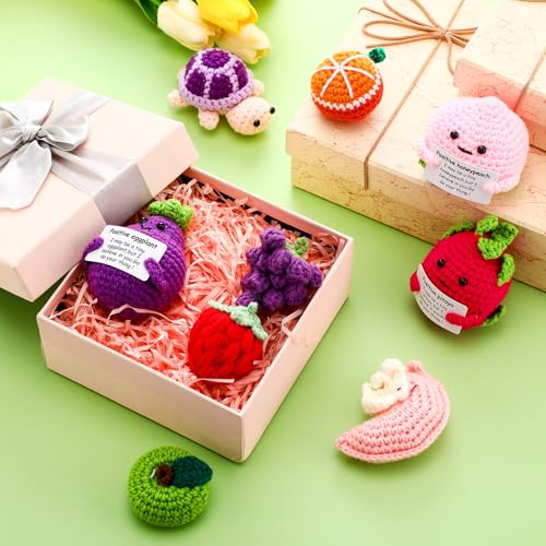 Set de 18 muñecos emocionales tejidos de frutas y animales miniatura 5