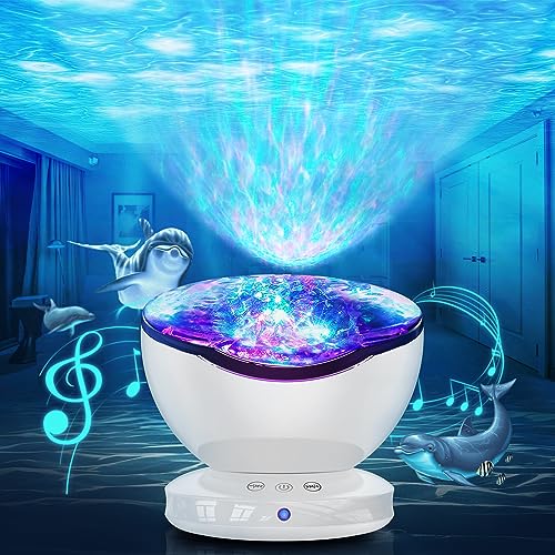 Image of Ocean Wave Projector,12 LEDs &8 Lighting Modes, Light Show Remote Control Star Night Light,with Timer and 6 Natural Sound,Night Light Projector Lamp is Suitable Baby Kids Adults Bedroom Christmas Gift