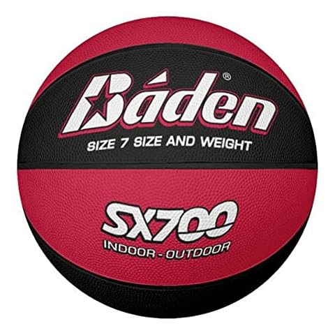 Baden Men's SX Range Composite Rubber Basketball, Indoor and Outdoor Ball, Red and Black, Size 7 Cover
