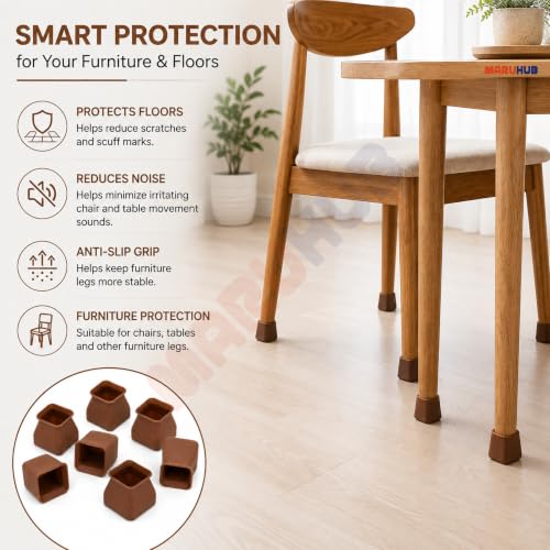 Image of MaruHub Non Slip Furniture Pads for Hardwood Floors, Furniture Leg Protectors for Chair, Table, Sofa, Self Adhesive Rubber Pads to Prevent Floor Scratches & Reduce Noise (Black, Model 18)