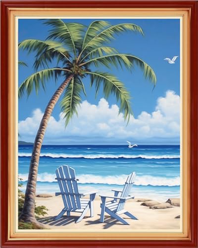 Image of Artvxeay Stamped Cross Stitch Kits - Embroidery Kits for Beginners Cross Stitch Kits for Adults 11 CT Printed Patterns Needlepoint Kits - (Rest by The Seaside 16x20 inch)