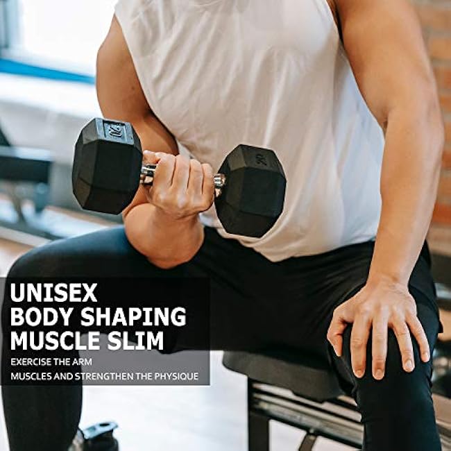 Hex Rubber Encased Dumbbells Set of 2 With Metal Handle for Exercise and Fitness (5 lb, Pair)