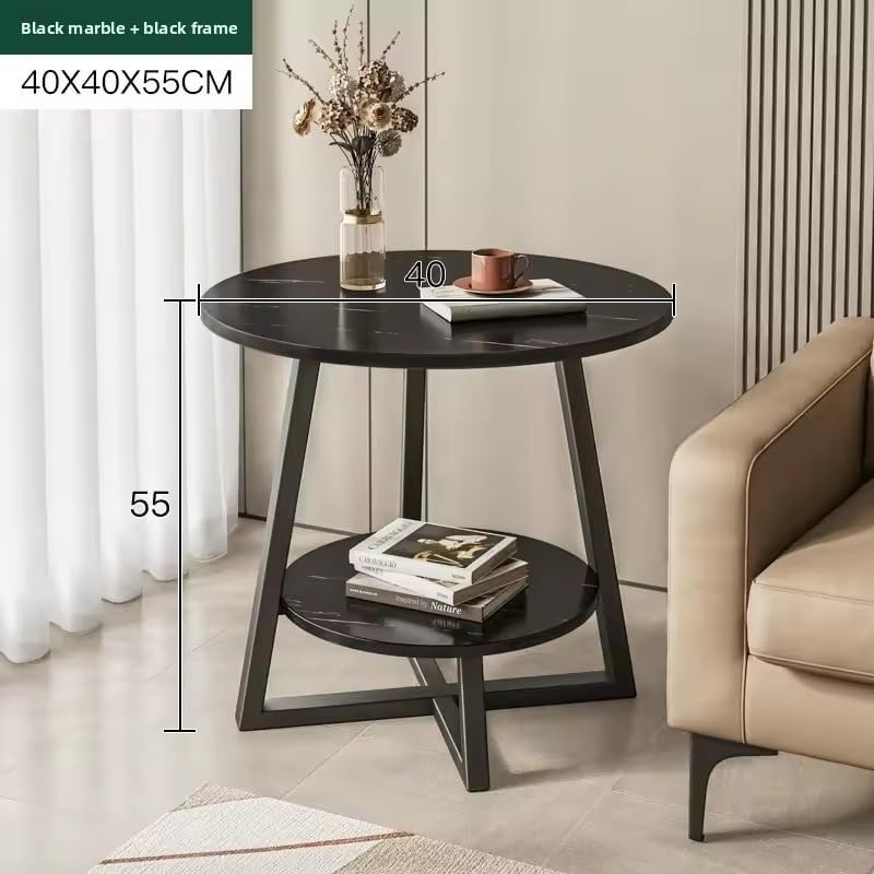 Image of Side Table Stands Couch Side, Swivel TV Tray Table, C-Shaped End Table, Small Center Table for Home Office for Bedroom, Living Room | Closet with Dustproof Door (Round Table-YZ-07)