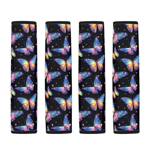 Image of AFPANQZ Colorful Butterfly Car Seat Belt Pads Covers Harness Shoulder Straps Pad Cushion Safety Seatbelt Pillow Cover for Adults Comfortable Driving Adjustable Universal Fit