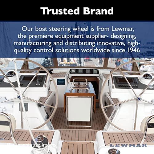 Image of Lewmar 40 inch Folding Boat Steering Wheel Kit with Patented Folding Design for Cockpit Space Savings, 6 Spokes with 2 Twisted Buttress-Threaded Split Spoke, for Yachts with 32-42 inch Wheels