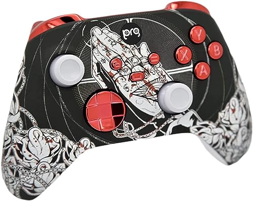 Image of Hand Airbrushed Fade Custom Controller Compatible with Xbox Series X /S & Xbox One (Series X /S Bloody Forgiveness W /Red Chrome Inserts)