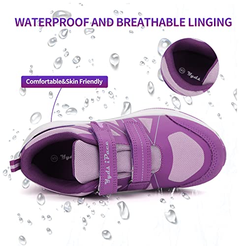 Waterproof Kids Sneakers for Boys Girls Running Walking Shoes with Easy ON/Off Hook-and-Loop Strap, Anti-Slip Lightweight Soft (Big/Little Kids)2