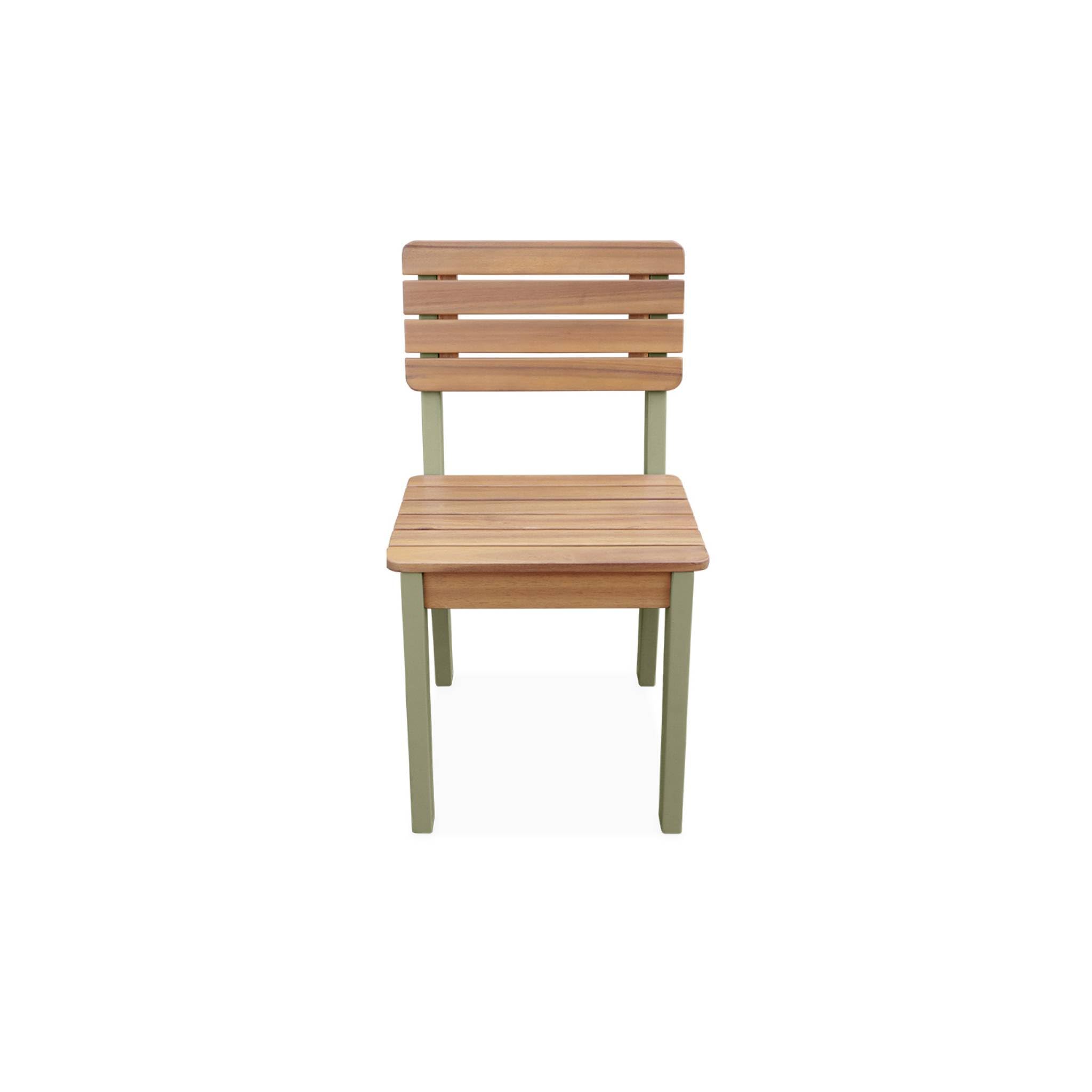 Alice's Garden sweeek - Lot de 2 chaises en Bois d'acacia pour Enfant. Salon de Jardin Enfant Vert de Gris. intérieur/extérieur