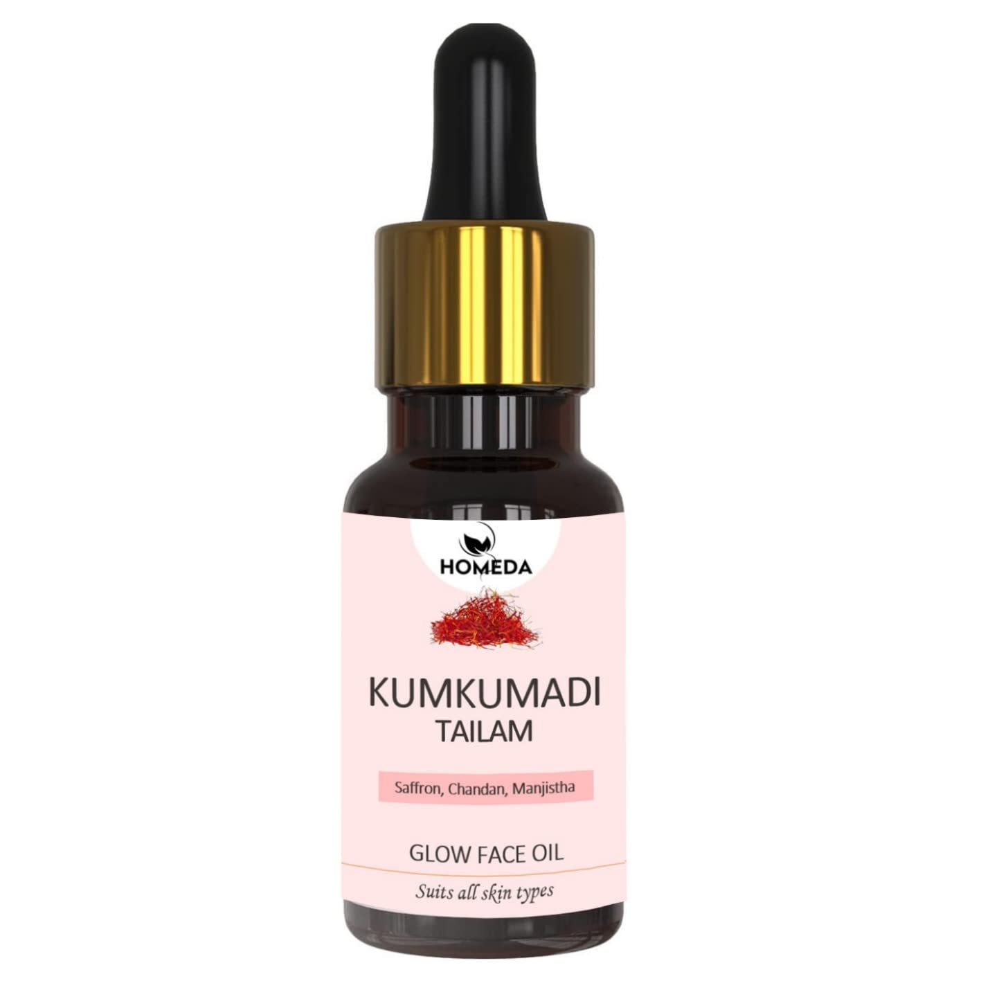 Homeda Kumkumadi Tailam for Face (15 ml), Kumkumadi Face Oil for Glowing Skin, Kunkumathi Thailam, Brightening, Pigmentation, Kungumathi Enriched With Saffron & Sandalwood