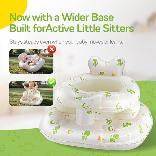 Image of Inflatable Seat for Babies 3-36 Months, SSyang Sit Me Up Floor Chair with Built-in Air Pump, Supportive Baby Chair for Learning to Sit, Full Surround Design (Large Base Dinosaur)
