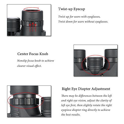 Lixada Visionking HD 10X26 À Prova D 'Água Compacto Binocular BaK4 Roof Prism Grande Angular Podero