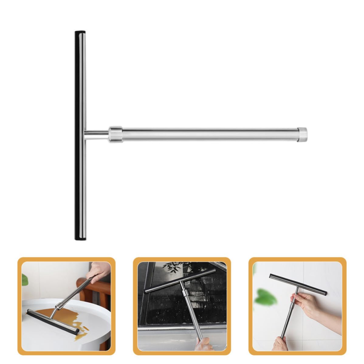 Rasqueta Limpiacristales de Acero Inoxidable y Goma de 23 Pulgadas, Fácil de Usar para Limpieza en Baño, Ducha y Ventanas
