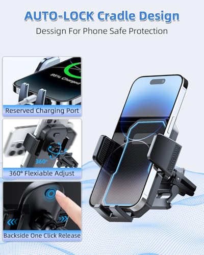 Image of PZK Car Phone Mount for Honda CRV CR-V 2017 2018 2019-2020 2021 2022 Accessories 5th Gen CRV Custom Air Vent Phone Holder Auto Lock Hands Free 360 Rotation Cell Phone Automobile Cradles