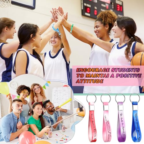 Image of Fumete 24 Pcs Inspirational Keychain Gift Employee Appreciation Gift for Women Motivational Key Rings Thank You Keychain(Morandi Color)