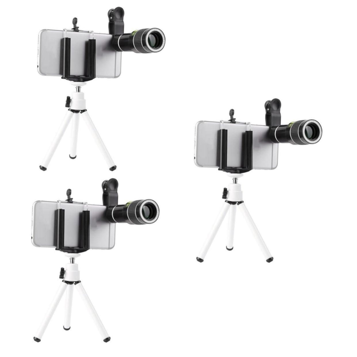 Mikikit 3pcs Set Clip on Phone Macro Lens Telephoto Lens for Phone Cellphone Tripod Fish Eyes Lens for Phone Tripods for Phones Telephoto Lens with Tripod Smartphon Cell Phone Camera 20x
