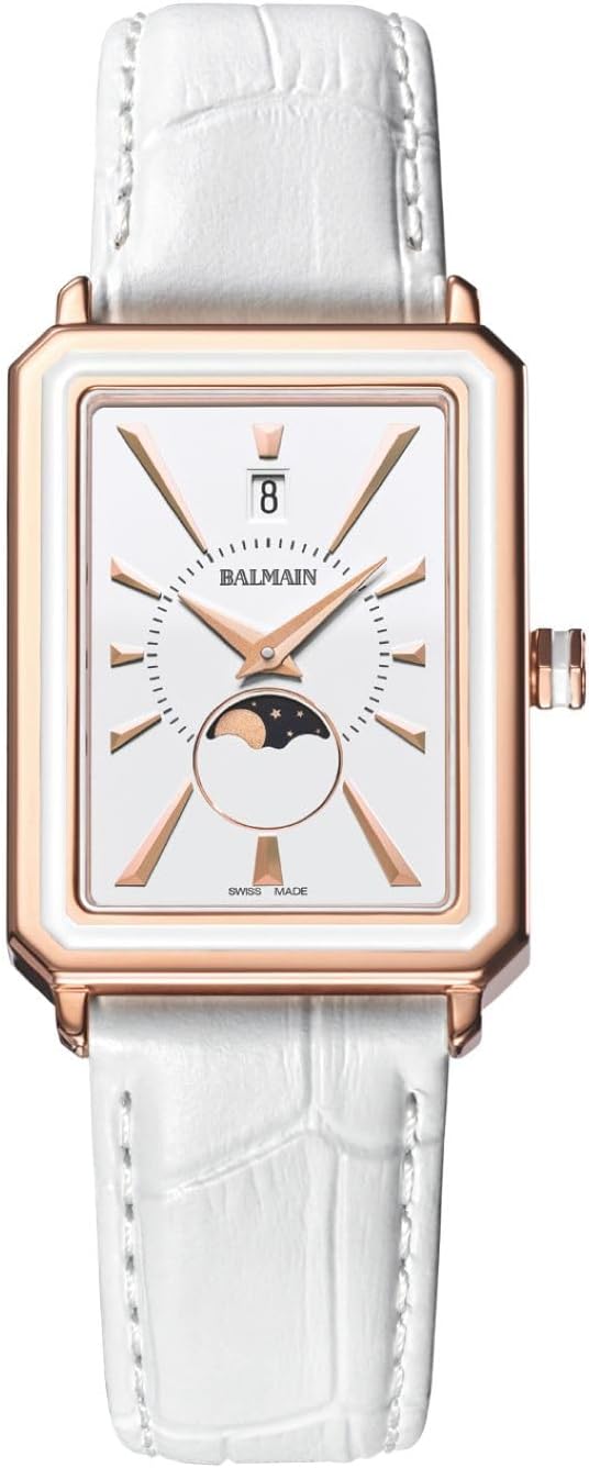 Balmain, Lady, Eirini, Pink PVD with White Insert, Swiss Made, Quartz, White, Leather, B44132225 Balmain, Lady, Eirini, Pink PVD with White Insert, Swiss Made, Quartz, White, Leather, B44132225