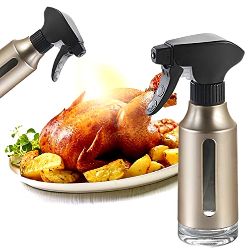 Micyples Olive Sprayer for Cooking,ABS Plastic Olive Oil Mister for Air Fryer Black Nozzel Dispenser Bottles Fat Reduction Glass Oil Control Spray Pot 6.35oz 180ml Capacity