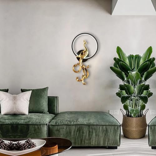 Image of Harold Electricals Metal Modern Peacock Wall Light | Wall Lamp Fixture For Living Room, Bedroom, Hall- Pack Of 1 (Inbuilt Led)