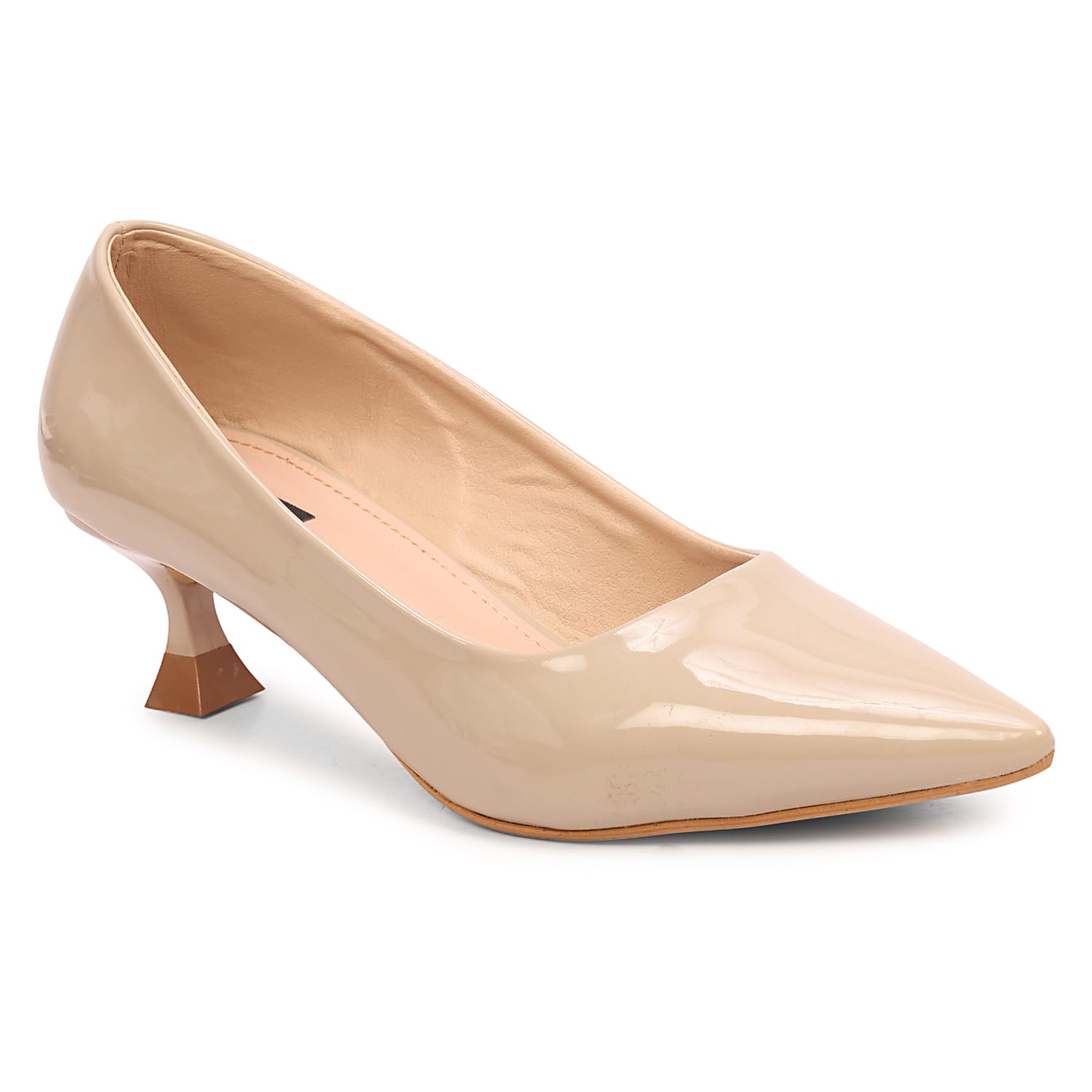 women's slip on solid pointed toe patent kitten low heel kitten pumps dress shoes