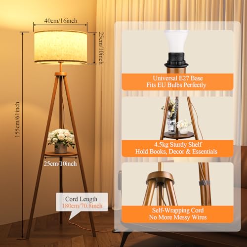 Lampadaire LED télécommande réglable avec étagères de rangement - 6