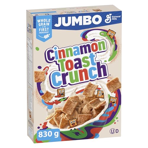 CINNAMON TOAST CRUNCH – JUMBO SIZE PACK – Cereal Box, 830 Grams Package of Cereal, Cinnamon Flavour