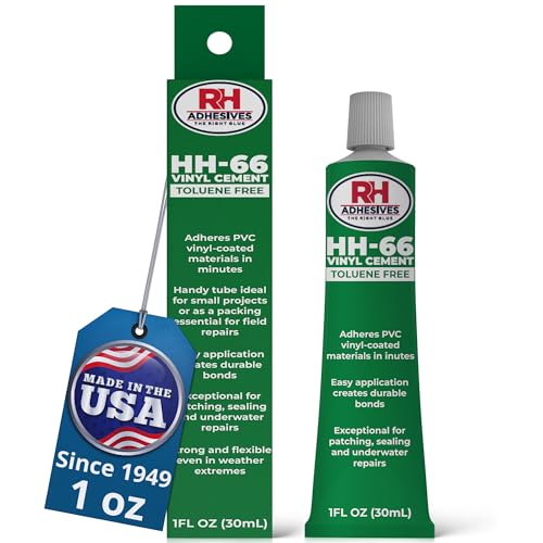 HH-66 Toluene Free Vinyl Cement, 1 oz. Tube - Vinyl Adhesive, Cement Glue, Repair Glue, Inflatables, Pool Liner, Tarps, Tents, Awnings, Mats, Covers, Waterproof, High Strength, RH Adhesives