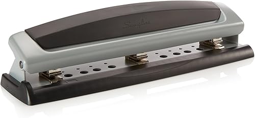 Swingline - Perforador para escritorio, precisión Pro, ajustable, 2 a 3 agujeros, capacidad de 10 hojas, negrogris (74038) paquete de de 1