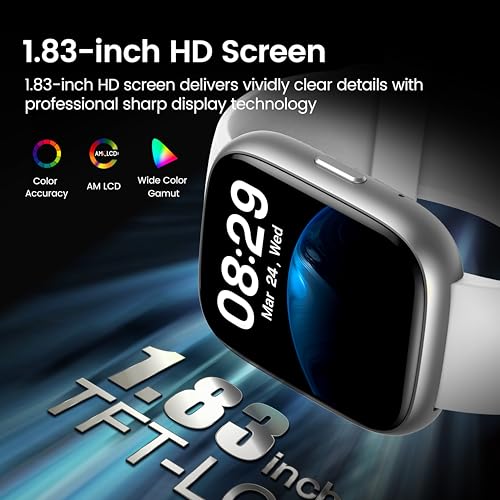 Image of Smart Watch with Alexa Built-in, 1.83 inch HD Touchscreen Fitness Tracker with Bluetooth Calling, Fitness Watch with Heart Rate /Sleep Monitor /120+ Sports, IP68 Waterproof Smartwatch for Android iOS, Gray