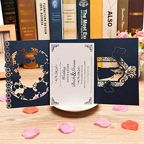 image for Nasedal 20pcs/pack 3D Butterfly Bride Groom Wedding Invitation Cards k