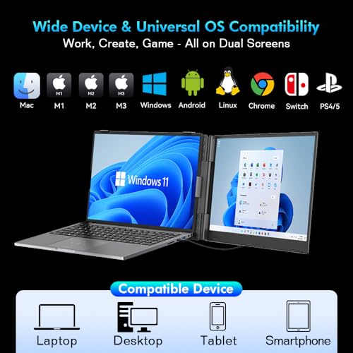 Image of Blackview Laptop Screen Extender 15.6 inch FHD, 1.7lbs Ultra-Light & 0.17 inch Ultra-Slim,100% sRGB, USB-C /HDMI, Built-in Speaker, TUV Low Blue Light, Plug & Play for Windows /Mac /Android /Switch-SCM8