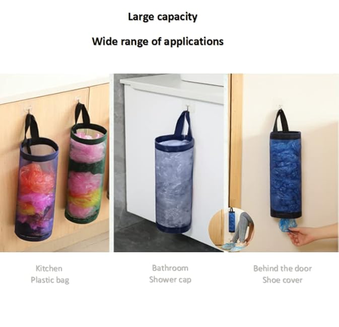 2Pcs Large capacity Plastic Bag Holder kitchen garbage bags shoe covers shopping bags storage bags (Green)