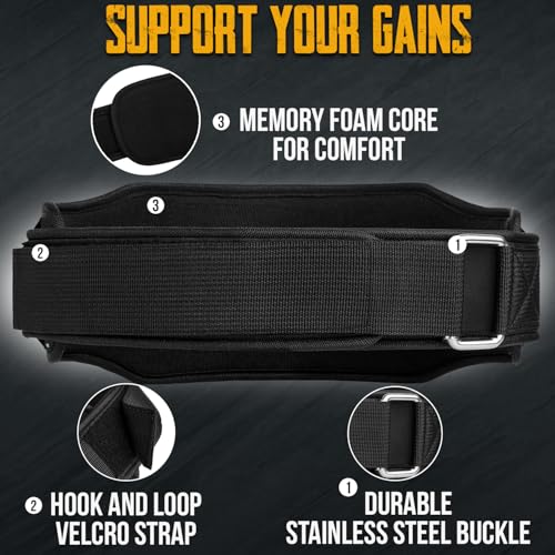 EVO Fitness Weight Lifting Belt 5.5” Neoprene Padded Back Lumbar Support Home Gym Training Exercise Workout Bodybuilding Powerlifting Deadlifts Squats with 18" Wrist Wrap - Image 5