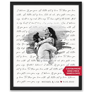 Personalized Song Lyrics Wall Art Custom Wedding Photo Couples Anniversary Wedding Gift for Him or Her Wedding Song Lyrics Valentines Gift for Wife or Husband Canvas and Framed Options