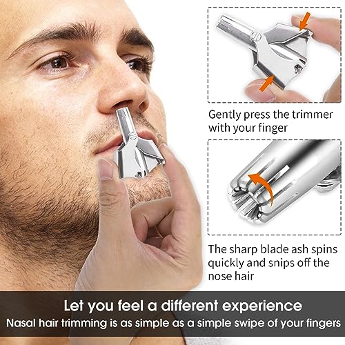 TIESOME Nasenhaarschneider Trimmer, Edelstahl Nasentrimmer mit Pinsel für Nase Koteletten...