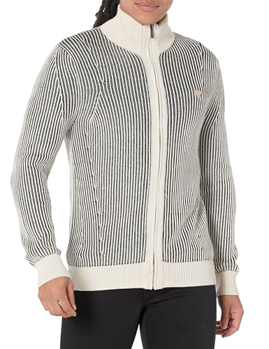 GUESS Men's Alden Long Sleeve Cardi Rib Vanise Sweater