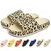 Geweo Femmes Hommes Pantoufles de Douche Chaussons été Piscine Plage Sandales de Bain Antidérapante Claquettes Légères Séchage Rapide Semelle en Mousse Souple, Unisexe Imprimé Léopard 40-41 EU