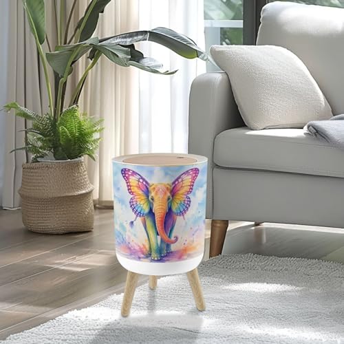 Caneca de basura pequeña con tapa 7L y patas de madera miniatura 2