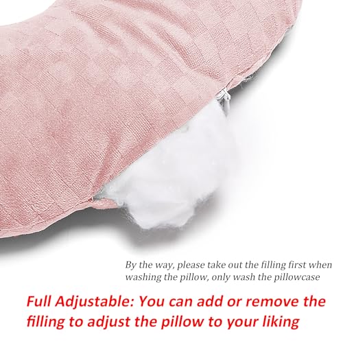 Image of Ear Piercing Pillow for Side Sleepers, Pillow with an Ear Hole for CNH and Ear Pain Ear Inflammation Pressure Sores, O-Shaped Side Sleeping Pillow, Ear Guard Pillow (Light Pink)