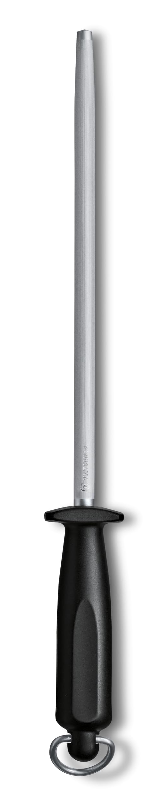 Victorinox Swiss Classic Abziehstahl, Runder Wetzstahl zum Schärfen von Küchenmessern bis 65 HRC, 25 cm, Mittelfeinzug, Ergonomischer Griff, Schwarz