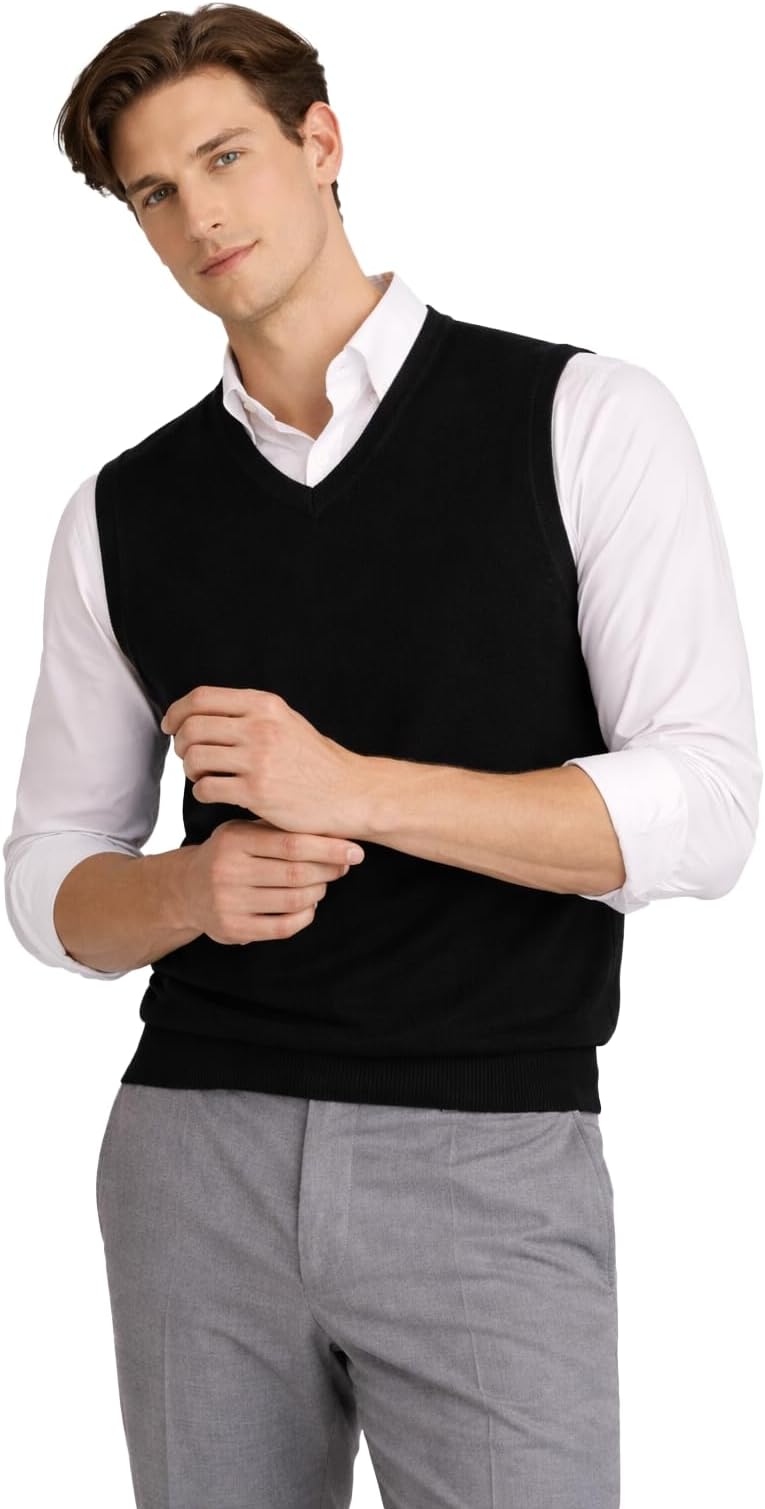 Men’s Classic Sleeveless Sweater Vest 100% Pure Cashmere V-Neck Style Pullover