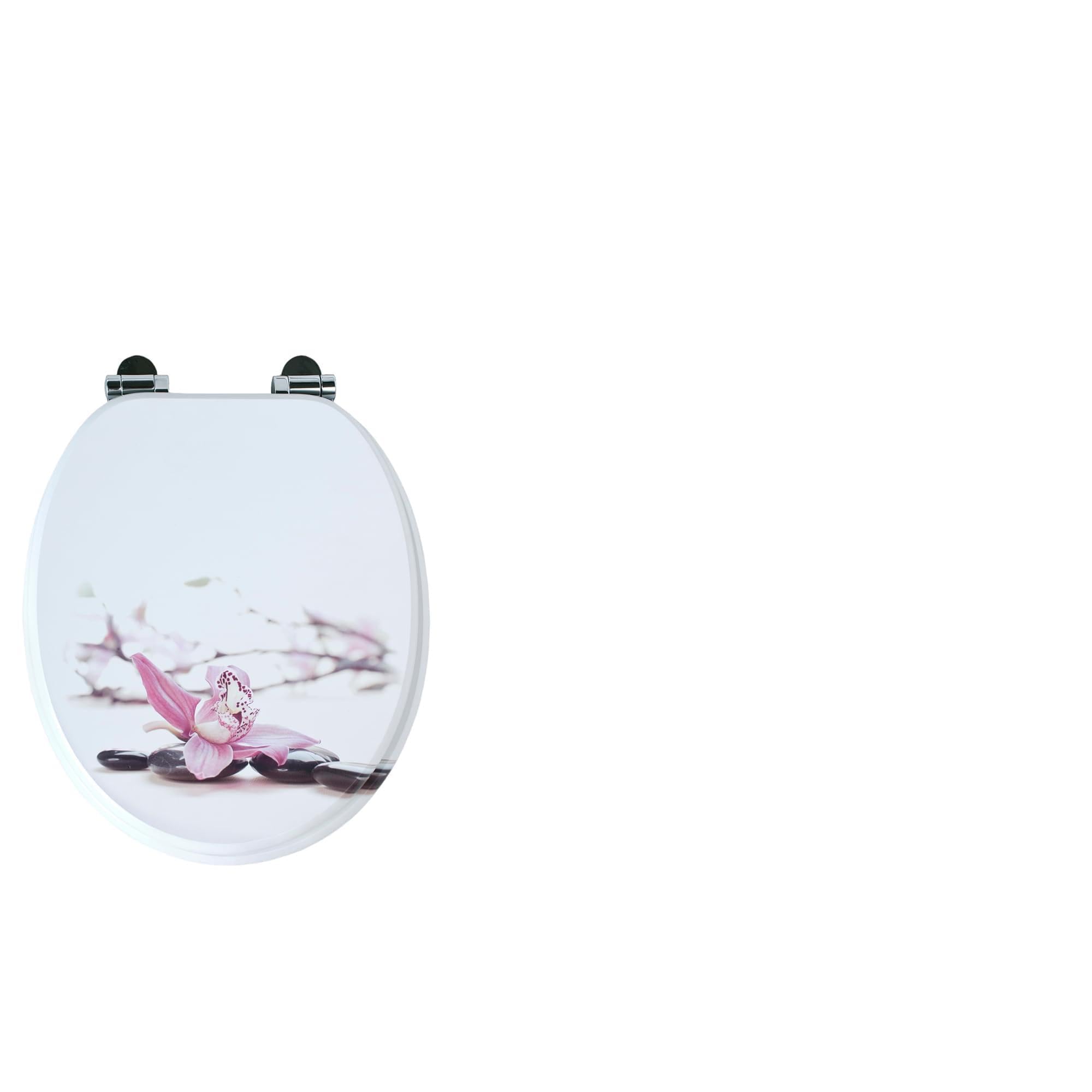Burakh Orchid Wooden 18" Mdf Toilet Seat Universal Adjustable Fit Most Toilets Oval Seat┃Bathroom Standard Wooden Mdf Toilet Seat | Wc Seat +Fittings (Orchid Wooden)
