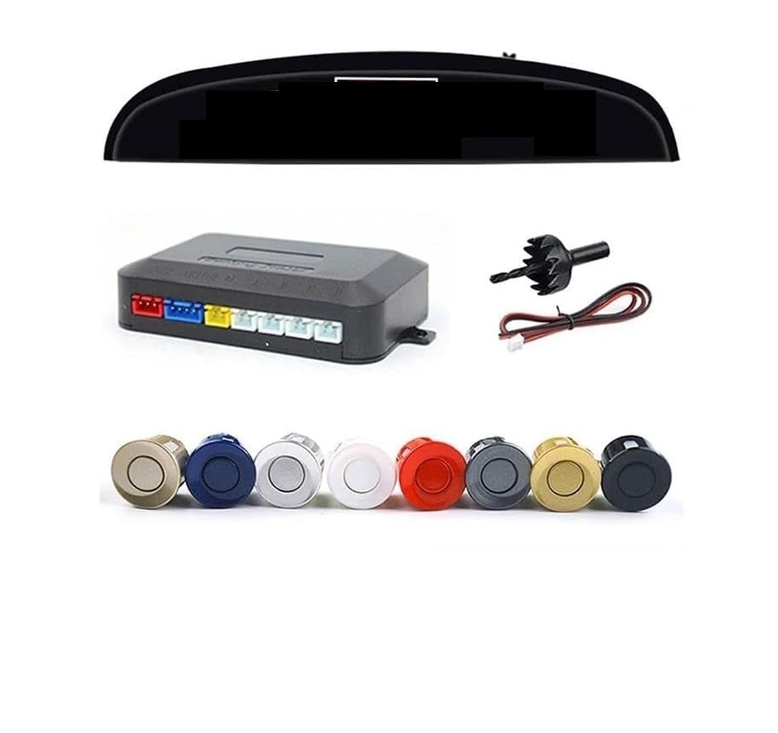 Kit Radar Retromarcia Per Auto Schermo Digitale Sensore Parcheggio Display Retroilluminato Interruttore 4 Rilevatori 22 Mm Radar Di Retromarcia(Nero)