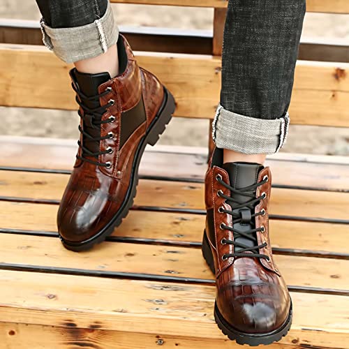 oiangi Vintage Imitation Leather Men's Boots Leather Shoes 2022 Fashion Men's Middle Top Boots Men2