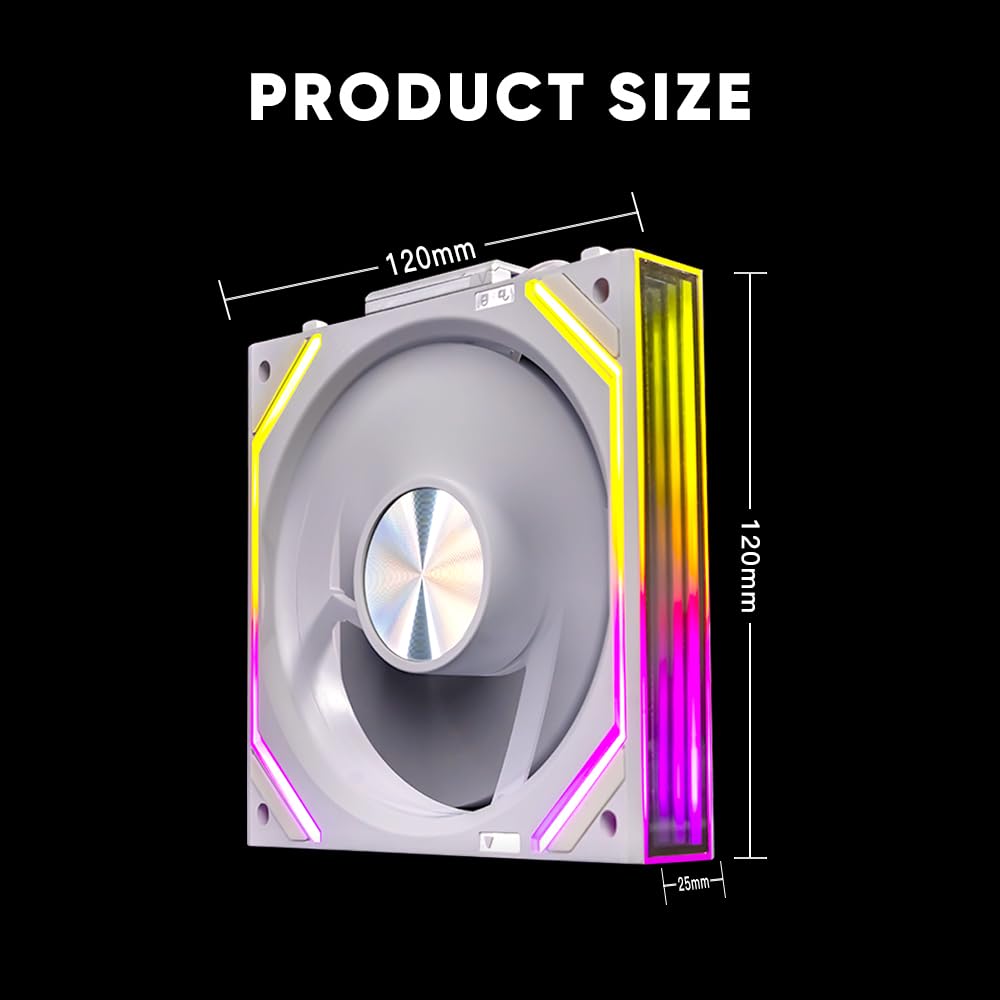 Jungle Leopard Ventilador de PC JM-V2 RS 120 Infinity Mirror Module Daisy Chain ARGB Ventilador de 120 mm, paquete triple adecuado para carcasa de computadora y enfriador AIO de 360 mm (blanco)