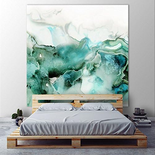 Giant Art Mint Bubbles I Huge Contemporary Abstract Giclee Canvas Print for Office Home Wall Decor Stretcher, 54 x 54
