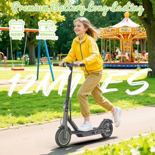 Image of Electric Scooter, 350W Motor, 19 Mph Speed & 15 Miles Range, 8.5 inch Solid Tires, Lightweight Foldable Scooter with Dual Braking System, Max Load 265LBS