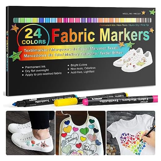 24 Colorful Permanent Fabric Pens Set