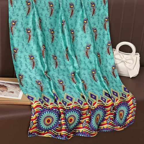 Image of ZDMHSH Fashion Scarves Scarf 100% Silk Feeling Scarf Silk Like Scarves Long Lightweight Sunscreen Shawls for Women