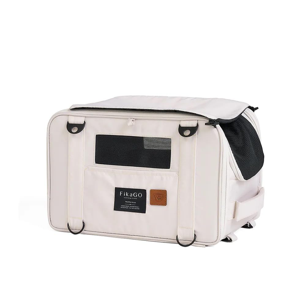 Fikago Borsa Da Viaggio 3 In 1 Per Cani E Gatti Truffle Plus - Zaino, Borsa A Tracolla E Bagaglio A Mano (Creamy Cloud, L)-image