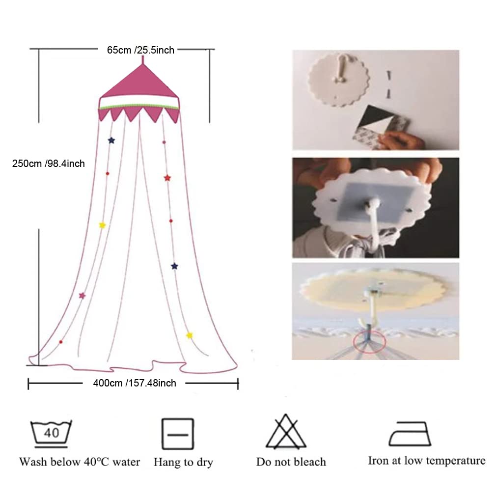 Ciel de Lit pour Bébé Moustiquaire en Dentelle et Bord à Volants Tente de Rêve pour Filles Princesse Décoration de Chambre à Coucher (Bleu,Taille unique)